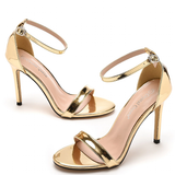 Women's High Strappy Party Prom Stilettos - Gold - Stiletto Sandal - 11 B - PU Leather - image 5