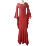 Women's Goth Lace Up Halloween Dress - Red - Morticia Adams Dress - 5XL - Polyester - image 11