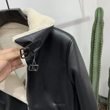 Men's Faux Leather Fleece Bomber Jacket - Black - Men's Jacket - 6XL - Genuine Leather - image 21