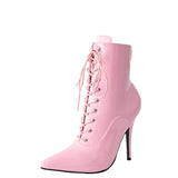 Women's Patent Pointed Toe Ankle Boots - Black - Ankle Boot - 35 B - PU Patent Leather - image 1