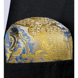 Funki Buys | Neckties | Men's 3 Pcs Gold Blue Floral Tie Set