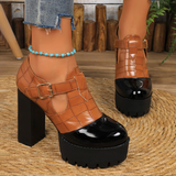 Women's Chunky Block Heeled Mary Janes - White - High Mary Janes - 42 B - PU Leather - image 24