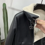 Men's Faux Leather Fleece Bomber Jacket - Black - Men's Jacket - 6XL - Genuine Leather - image 17