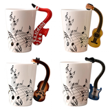 Funki Buys | Mugs | Guitar Handle Mug Hand-Painte... - Black - A / Electric Guitar / Upright Notes / 220ml / Glass - image 39