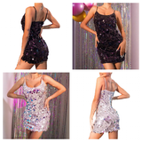 Women's Sparkly Sequin Sling Mini Dress - Black - Mini Dress - XXXL - Polyester - image 17