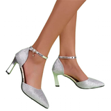 Women's Gold Silver Rose Glitter Shoes - Gold - Formal Sandals - 40 B - PU Leather - image 3