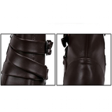 Men's Buckle Strap Block Heel Dress Boots - Black - Dress Boot - 12 B - PU Leather - image 22