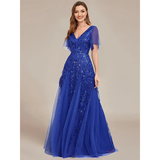 Women's Long Sequin Lace Formal Dress - Green - Gown - 26 - Polyester/Chiffon/Tulle - image 3