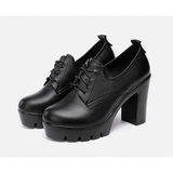 Women's Lace Up Platform Mary Janes - Red - 13cm / High Mary Janes - 43 B - PU Leather - image 13
