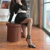 Women's Belt Buckle Stilettos Punk Style - Black - Belt Strap Shoes - 42 B - PU Leather - image 32
