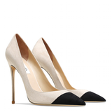 Women's Genuine Leather Fashion High Heels - Beige/Black - 1 / Suede / 12cm / Stilettos - 46 B - Genuine Leather - image 21