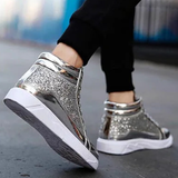 Men's Women's Bling Lace Up Sneakers - Gold - Bling Sneakers - 9.5 B - PU Leather - image 24