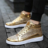 Men's Women's Bling Lace Up Sneakers - Gold - Bling Sneakers - 9.5 B - PU Leather - image 17
