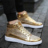 Men's Women's Bling Lace Up Sneakers - Gold - Bling Sneakers - 9.5 B - PU Leather - image 8