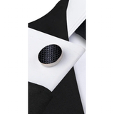 Funki Buys | Neckties | Men's 3 Pcs Luxury Black Silk Tie Set