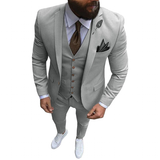 Men's Formal Wedding Attire 3 Pcs Slim Fit - Light Grey - 3 Pcs Slim Suit - 5XL - Linen - image 33