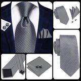 Men's 3 Pcs Slate Gray Formal Tie Set - Gray - 3 Pcs Necktie Set / 1536 - One Size - Polyester/Silk - image 9