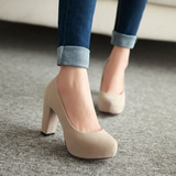 Women's Faux Suede High Chunky Heels - Blue - Chunky Heels - 43 B - PU Flock Leather - image 37