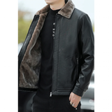Men's Warm Faux Fleece Leather Jackets - Black - Jacket - 4XL - PU Leather - image 2