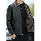 Men's Warm Faux Fleece Leather Jackets - Black - Jacket - 4XL - PU Leather - image 3