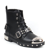 Men's Leather Gothic Rivet Ankle Boots - Black - Biker Ankle Boot - 44 B - Genuine Leather - image 3