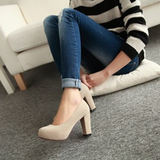 Women's Faux Suede High Chunky Heels - Blue - Chunky Heels - 43 B - PU Flock Leather - image 36