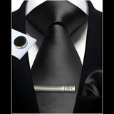 Funki Buys | Neckties | Men's 4 Pcs Premium Black Silk Tie Set