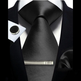 Funki Buys | Neckties | Men's 4 Pcs Premium Black Silk Tie Set