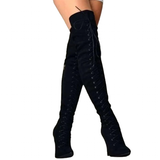 Women's Over Knee Lace Up Stiletto Boots - Gray - Over Knee Boots - 43 B - PU Suede Leather - image 2