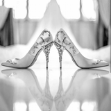Women's Elegant Silk Formal Prom Stilettos - Gold - Embossed Shoe - 9.5 B - Silk/PU Leather - image 25