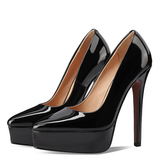 Women's Genuine Patent Black Stilettos - Black - 14cm Heel - 44 B - Patent Leather - image 6
