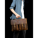 Messenger Bags Men's Leather Laptop Bag - Brown - Men's Bag - Large - Genuine Leather - image 10