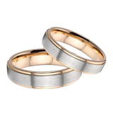 Men's Women's Titanium Wedding Rings - Gold/Silver - 1 - TC088 - 4mm - Ring - 5 - Titanium - image 1