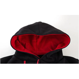 Men's High Neck Hooded Pullovers - Black/Red - Pullover - XXXL - Polyester - image 4