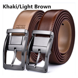 Men's Leather Reversible Rotatable Belt - Khaki/Light Brown - Men's Belt - 85cm (Waist 70cm) - Genuine Leather - image 6