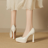 Women's Elegant Patent High Heel Pumps - Beige - 1 / 12cm Heel - 41 B - PU Patent Leather - image 42