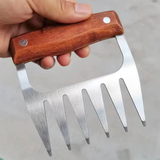 Stainless Steel Wood Meat Claws - Brown - 2pcs Meat Claws - Medium - Stainless Steel/Wood - image 2