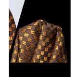 Funki Buys | Neckties | Men's 3 Pcs Bronze Checkered Silk Tie Set