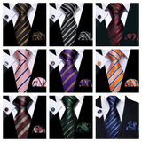 Men's 3 Pcs Classic Formal Tie Sets - Red/Black - 5022 - One Size - Silk - image 38