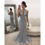 Women's Long Sparkly Mermaid Dress - Golden - Mermaid Dress - XL - Satin/Sequin - image 12