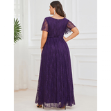 Women's Plus Size Evening Prom Dress - Dark Purple - Dress - Chiffon Lace - image 8