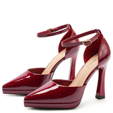 Women's Patent Leather Pointed Toe heels - Red - 12cm Heels - 42 B - Patent Leather - image 1