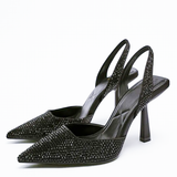 Women's Shiny Beaded Mid Heeled Mules - Gold - Slingback Mules - 43 B - PU Leather - image 2