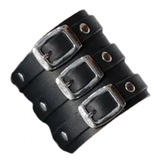 Unisex Leather Buckle Clip Wristbands - Black - 1 / 2 Pcs Wristbands - Medium - PU Leather - image 8