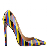 Women's Luxury Striped High Heel Stilettos - Black/White - 12cm Heel - 46 B - PU Leather - image 17