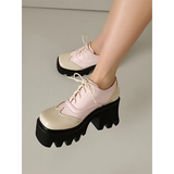 Women's British Walker Chunky Platforms - Black/Beige - Platform Chunky Shoes - 43 B - PU Patent Leather - image 45