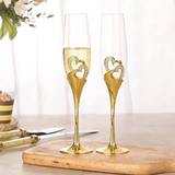 Wedding Champagne Flutes Cake Set x 4 - Clear - 4 Pcs Gold Set - Medium - Crystal - image 13