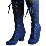 Women's Steampunk Lace Up Granny Boots - Blue - Steampunk Granny Boots - 43 B - PU Suede Leather - image 9