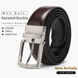Men's Luxury Leather Belt Reversible Buckle - Yellow/Brown/Black - 1 / Men's Belt - 130cm - Genuine Leather - image 12