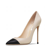 Women's Genuine Leather Fashion High Heels - Beige/Black - 1 / Suede / 12cm / Stilettos - 46 B - Genuine Leather - image 40